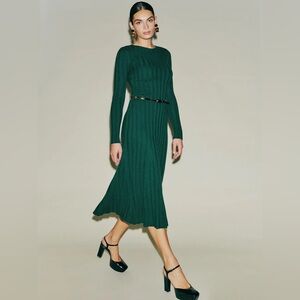 Reformation Evan Cashmere Sweater Dress in Sycamore Green, size S
